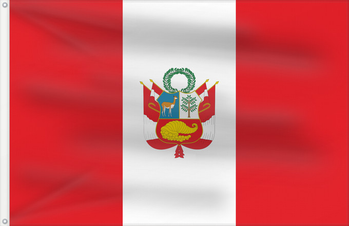 Flagge, mit zwei Metallösen und verstärktem Besatzband: Peru war Peru - National banner war Pérou (pavillon de guerre) Estandarte del Peru Peru (Kriegsflagge) Perù (bandiera di guerra) Piruw awqa wiphala