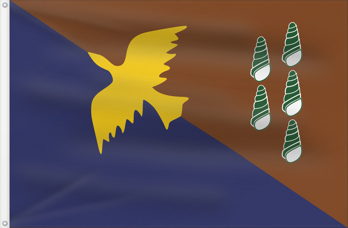 Bandera, con dos ojales metálicos y lado del asta reforzado: Manus	Manus, province of Papua New Guinea	Plak bilong Manus, provins bilong Papua Niugini
