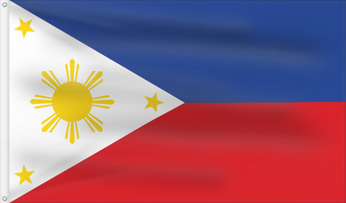 Flagge, mit zwei Metallösen und verstärktem Besatzband: Philippines	The national flag of the Philippines	Filipinas	Philippinen	Filippine	Filipijnen	علم فلبين	An nasyunal na bandera kan Filipinas	ফিলিপাইনের জাতীয় পতাকা	Ang nasodnong bandera sa Pilipinas	La nacia flago de la Filipinoj	Wagayway ti Filipinas	フィリピ
