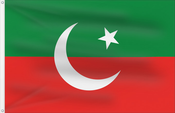 Drapeau, avec deux œillets métalliques et guindant renforcé : Pakistan Tehreek-e-Insaf	2 3 ratio flag of the Pakistan Tehreek-e-Insaf