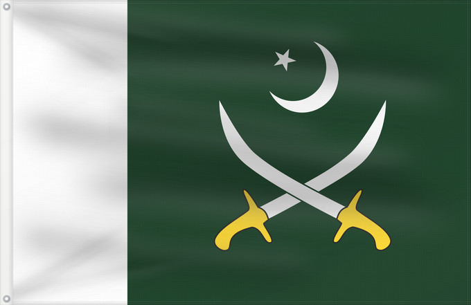 Flagge, mit zwei Metallösen und verstärktem Besatzband: Pakistani Army	Pakistan Army	Armée pakistanaise	Ejército de Pakistán	Pakistanische Armee	Esercito pakistano