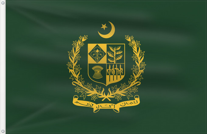 Flag, with two metal eyelets and reinforced hoist: Prime Minister of Pakistan	Premier ministre du Pakistan	Primer Ministro de Pakistán	Premierminister von Pakistan	Primo Ministro del Pakistan