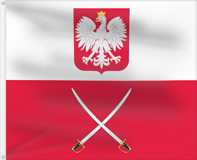 Bandiera, con due occhielli metallici e lato dell'asta rinforzato: Commander-in-Chief of the Polish Land Forces	Commander-in-Chief of the Polish Land Forces (2012-2013)	Commandant en chef des forces terrestres polonaises (2012-2013)	Comandante en Jefe de las Fuerzas Terrestres Polacas (2012-2013)	Oberbefehlshaber der pol