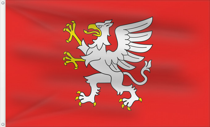 Bandera, con dos ojales metálicos y lado del asta reforzado: POL Dębica N