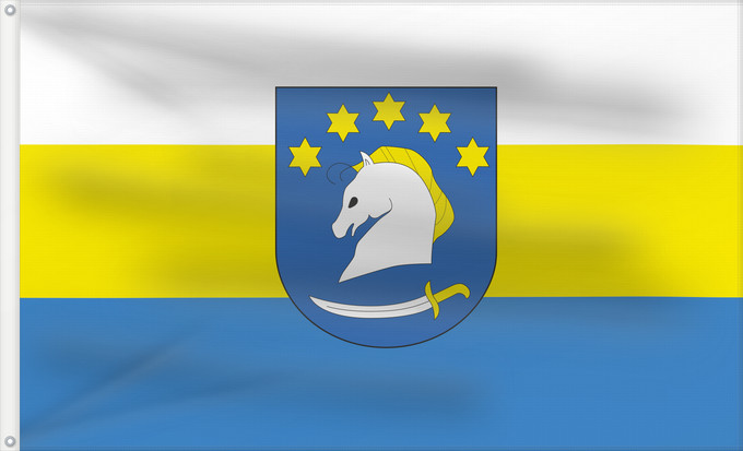 Bandera, con dos ojales metálicos y lado del asta reforzado: POL gmina Dziemiany