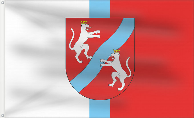 Bandera, con dos ojales metálicos y lado del asta reforzado: POL gmina Mełgiew