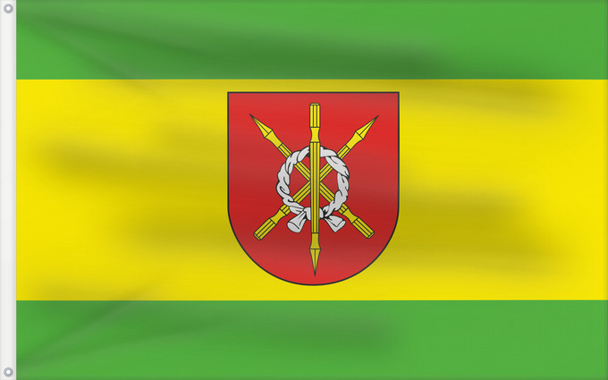 Bandera, con dos ojales metálicos y lado del asta reforzado: POL gmina Moszczenica Moszczenica Commune Gminy Moszczenica