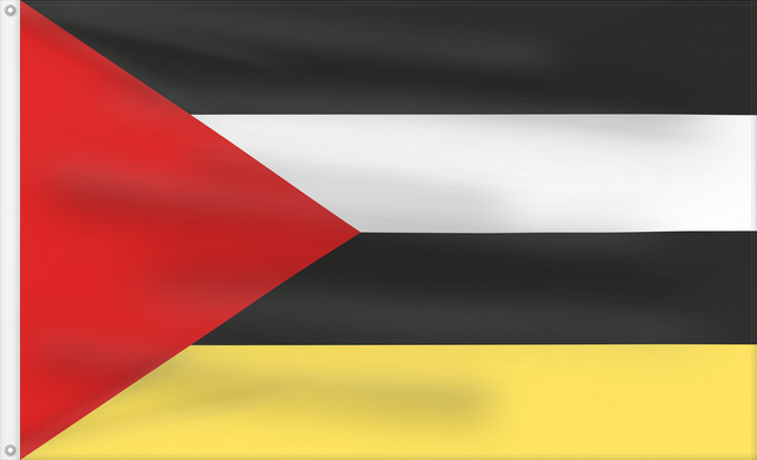 Bandera, con dos ojales metálicos y lado del asta reforzado: POL gmina Perzów