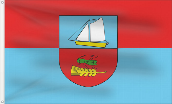Bandera, con dos ojales metálicos y lado del asta reforzado: POL gmina Ustka	Gminy Ustka