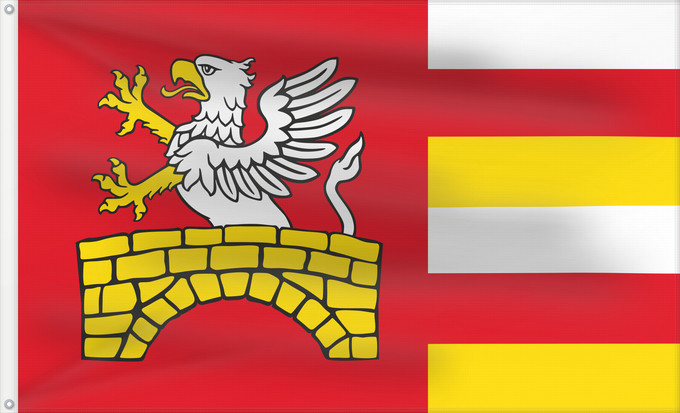 Bandera, con dos ojales metálicos y lado del asta reforzado: POL Gmina Zamosc