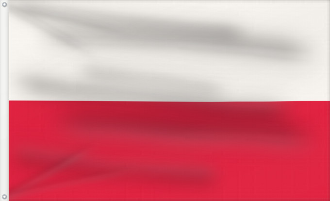 Flag, with two metal eyelets and reinforced hoist: Poland corrected	Poland	Pologne	Polonia	Polen	W en Flag of Poland with official colors translated by Polish Wikipedian pl Wikipedysta DeJotPe per his Polish-language discussion on pl Dyskusja Flaga Polski and his translation of the official colors into sR