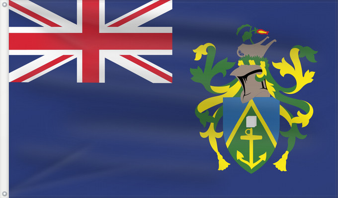 Bandera, con dos ojales metálicos y lado del asta reforzado: Pitcairn Islands Pitcairn Îles Pitcairn Islas Pitcairn Pitcairninseln Isole Pitcairn Pitkern Ailen Знаме на Питкерн Ynysoedd Pitcairn Ynysow Pitcairn