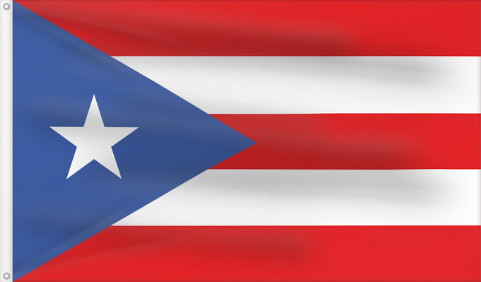 Flag, with two metal eyelets and reinforced hoist: Puerto Rico	Porto Rico	Puerto Ricos	Portoryka	Porto-Riko	De Porto Rico	Ka hae Pokoliko	Standardo di Porto-Riko	Portuum Divum	Porto Rica	Флаг Пуэрто-Рико	Прапор Пуерто-Рико	Stän Puertorikeänas