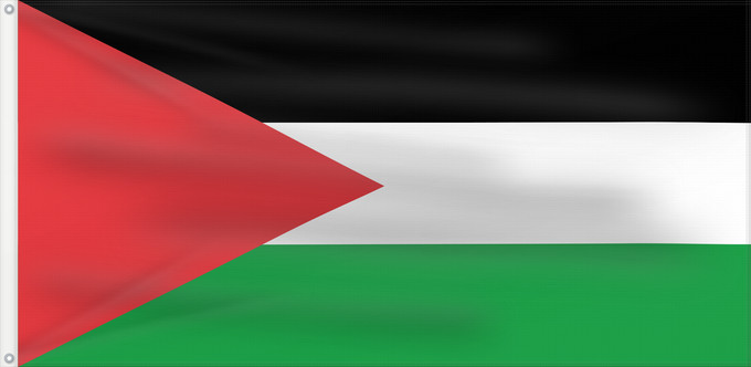 Drapeau, avec deux œillets métalliques et guindant renforcé : Palestine - long triangle A variant of the flag of Palestine used in some period of its history Palestine (variante triangle long) Palestina (variante triángulo largo) Palästina (langes Dreiecksvariante) Palestina (variante triangolo lungo)