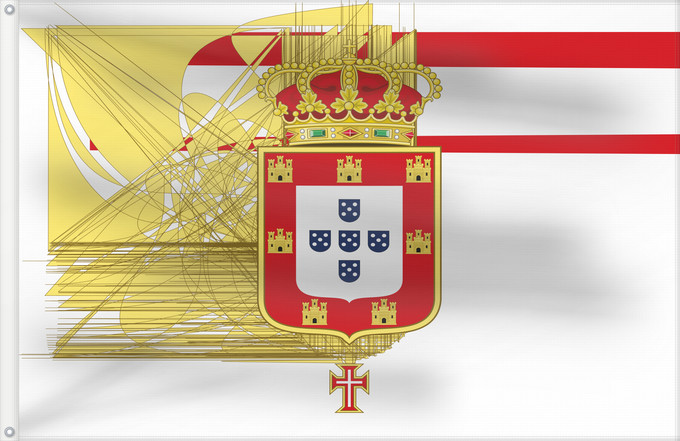 Flagge, mit zwei Metallösen und verstärktem Besatzband: Peter V of Portugal Peter V of Portugal (1853-1861) Pierre V du Portugal (1853-1861) Pedro V de Portugal (1853-1861) Peter V von Portugal (1853-1861) Pietro V del Portogallo (1853-1861) Personal flag of King Peter V of Portugal 1853-1861