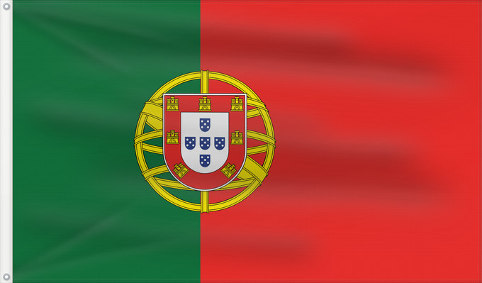 Flagge, mit zwei Metallösen und verstärktem Besatzband: Portugal	Portugals	Portogallo	A bandeira nacional de Portugal	Portugalii	علم البرتغال	Сцяг Партугаліі	Banniel broadel Portugal	Portugala	პორტუგალიის დროშა	Прапор Португалії