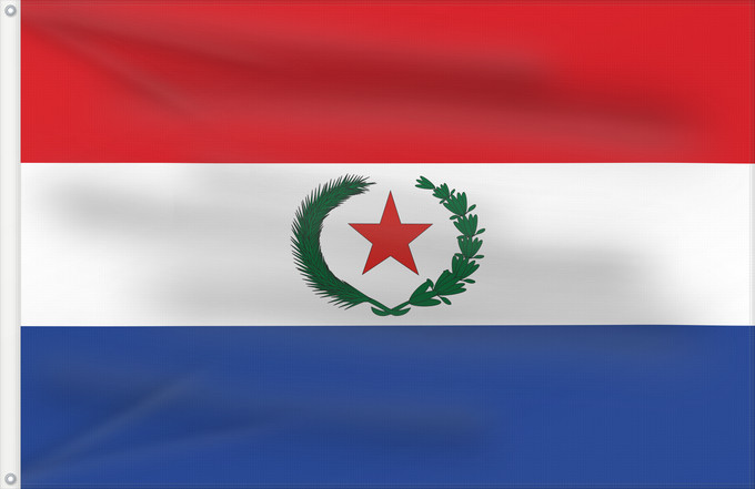 Flagge, mit zwei Metallösen und verstärktem Besatzband: Paraguay  1924	Paraguay as in Nouveau Petite Larousse Illustré	Paraguay (1924)