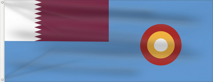 Drapeau, avec deux œillets métalliques et guindant renforcé : Qatar Air Force	En Qatar Air Force Photo