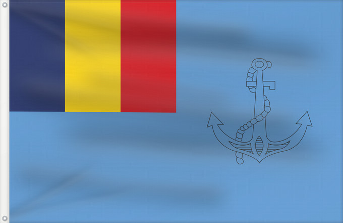 Flag, with two metal eyelets and reinforced hoist: Naval Jack of Romania 1995-1998