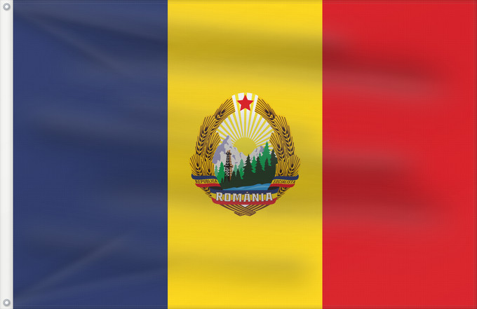 Flagge, mit zwei Metallösen und verstärktem Besatzband: Romania  1965-1989	Romania