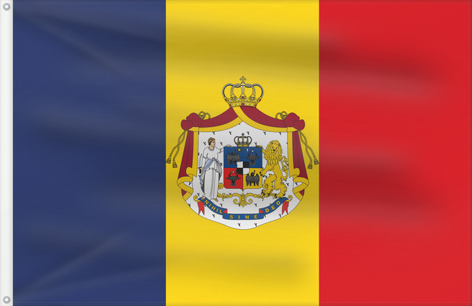 Bandera, con dos ojales metálicos y lado del asta reforzado: Romanian Army Flag - 1867 official model	NOT THE FLAG OF THE PRINCIPALITY OF ROMANIA! The PRINCIPALITY of Romania used the standard Romanian tricolor