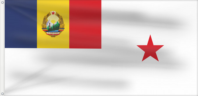 Flag, with two metal eyelets and reinforced hoist: Standard of a Minister of Romania 1965-1989 Minister of Romania (1965-1989) Étendard d'un ministre de Roumanie (1965-1989) Estandarte de un Ministro de Rumanía (1965-1989) Standard eines Ministers von Rumänien (1965-1989) Stendardo di un Ministro della R