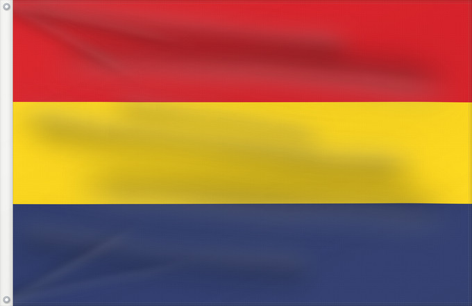 Flagge, mit zwei Metallösen und verstärktem Besatzband: United Principalities of Romania  1862–1866	United Principalities of Romania (1862–1866)	Principautés-Unies de Roumanie (1862–1866)	Principados Unidos de Rumania (1862–1866)	Vereinigte Fürstentümer Rumänien (1862–1866)	Principati Uniti di Romania (1862–18