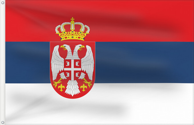 Drapeau, avec deux œillets métalliques et guindant renforcé : Serbia state  proposal R-41	Discussion proposal for colours for the State Flag of Serbia	Serbie - Drapeau d'État (proposition R-41)	Serbia - Bandera de Estado (propuesta R-41)	Serbien - Staatsflagge (Entwurf R-41)	Serbia - Bandiera di Stato (proposta R-41