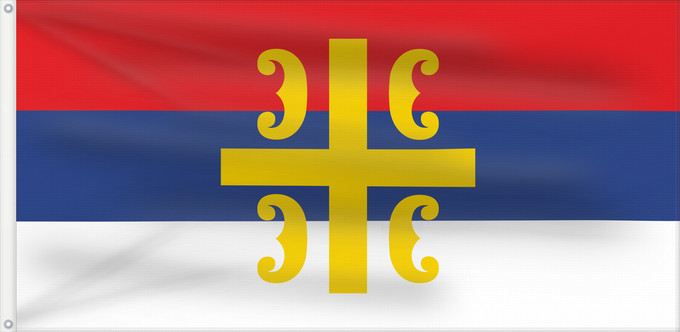Drapeau, avec deux œillets métalliques et guindant renforcé : Serbian Cross This W3C-unspecified vector image was created with Inkscape Croix serbe Cruz serbia Serbisches Kreuz Croce serba