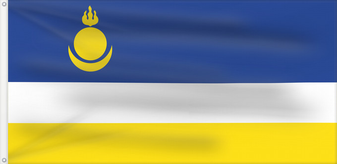 Flag, with two metal eyelets and reinforced hoist: Buryatia Republic of Buryatia Buratti República de Buriatia Repubblica di Buriazia Буряад Республикын гyрэнэй һүлдэ Флаг Бурятии Парчами Бурятия