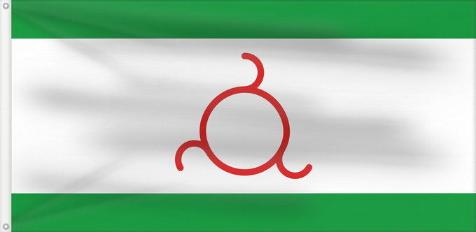 Drapeau, avec deux œillets métalliques et guindant renforcé : Ingushetia 1994	Ingushetia (1994-1999)	Ingouchétie (1994-1999)	Ingusetia (1994-1999)	Inguschetien (1994-1999)	Inguscezia (1994-1999)	Флаг Республики Ингушетия 1994-1999, Россия