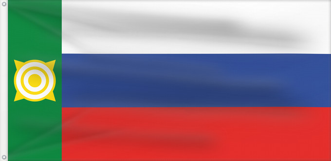 Drapeau, avec deux œillets métalliques et guindant renforcé : Khakassia 1993-2003	Khakassia 1993 - 2003. Drawn by Kookaburra	Hakassia Vabariigi lipp aastatel 1993-2003