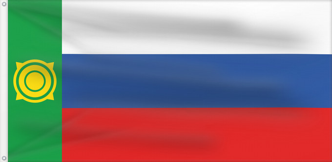 Drapeau, avec deux œillets métalliques et guindant renforcé : Khakassia  2002–2003	Khakassia (2002–2003)	Khakassie (2002–2003)	Jakasía (2002–2003)	Chakassien (2002–2003)	Chakasie (2002–2003)	Флаг Республики Хакасия