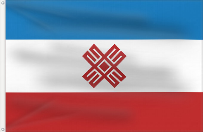 Drapeau, avec deux œillets métalliques et guindant renforcé : Mari El  2006	Earlier flag of Mari El	Прежний государственный флаг Республики Марий Эл