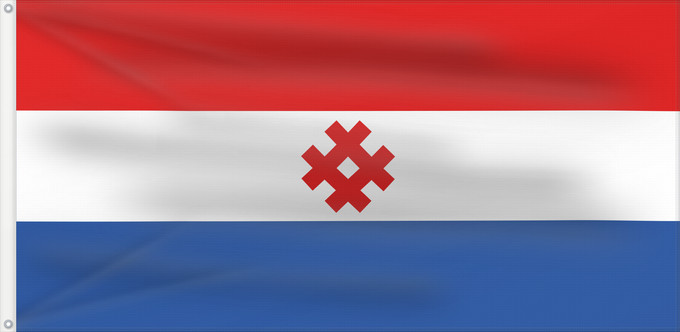 Drapeau, avec deux œillets métalliques et guindant renforcé : Permyakia Komi-Permyak Okrug. Drawn by Fibonacci Permiakie Permiakia. Hecha por Fibonacci Permjakien