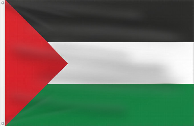 Bandiera, con due occhielli metallici e lato dell'asta rinforzato: Hejaz 1920 Hejaz from 1920 to 1926 1338 to 1344 AH علم الحجاز منذ عام ١٣٣٨ حتى عام ١٣٤٤ Флаг Хиджаза 1920-1926 1338-1344 по мусульманскому летоисчислению