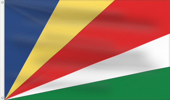 Bandera, con dos ojales metálicos y lado del asta reforzado: Seychelles	Seychellen	Das Seychelles	የሲሸልስ ሰንደቅ ዓላማ	علم سيشيل	La Sejŝeloj	Séiséil	Sheiseall	Seychellys	Seisellensum	Sainan i Seychelles	Флаг Сейшельских Островов	Sejšelov	Shelisheli	Quốc kỳ Seychelles