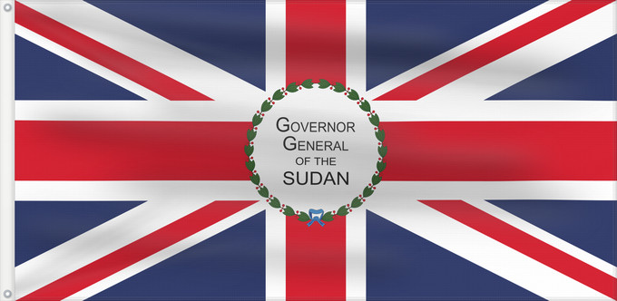 Bandera, con dos ojales metálicos y lado del asta reforzado: Governor-General of the Anglo-Egyptian Sudan	Gouverneur général du Soudan anglo-égyptien	Gobernador General del Sudán Anglo-Egipcio	Gouverneur-General des Anglo-Ägyptischen Sudan	Governatore generale del Sudan anglo-egiziano