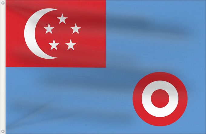 Bandera, con dos ojales metálicos y lado del asta reforzado: Air Force Ensign of Singapore 1968-1973