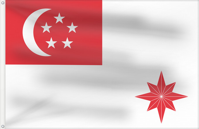 Drapeau, avec deux œillets métalliques et guindant renforcé : Naval Ensign of Singapore