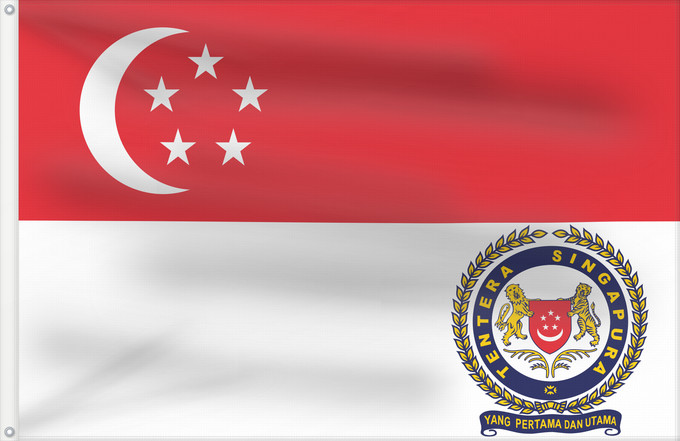 Flagge, mit zwei Metallösen und verstärktem Besatzband: Singapore Armed Forces