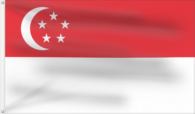 Flagge, mit zwei Metallösen und verstärktem Besatzband: Singapore	Singapour	Singapur	Singapuru	علم سنغافورة	Singapuro	Singapura	Флаг Сингапура	Singapurja	சிங்கப்பூரி்ன் கொடி	​新加坡国旗