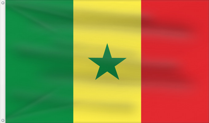 Bandera, con dos ojales metálicos y lado del asta reforzado: Senegal Sénégal Senegalo پرچم سنگال Senegala