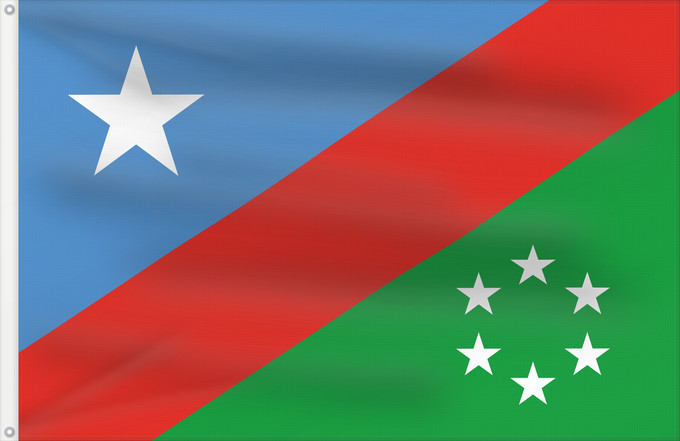 Bandera, con dos ojales metálicos y lado del asta reforzado: South West State of Somalia	Southwestern Somalia	Sud-Ouest de la Somalie	Suroeste de Somalia	Südwest-Somalia	Somalia sud-occidentale	علم جنوب غرب الصومال	Koonfur-Galbeed Soomaaliya
