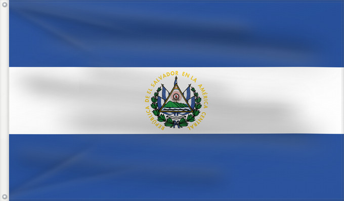Drapeau, avec deux œillets métalliques et guindant renforcé : El Salvador	Salvador	El Salvadors	علم السلفادور	Salvadoro	El Salvadorin	Флаг Сальвадора