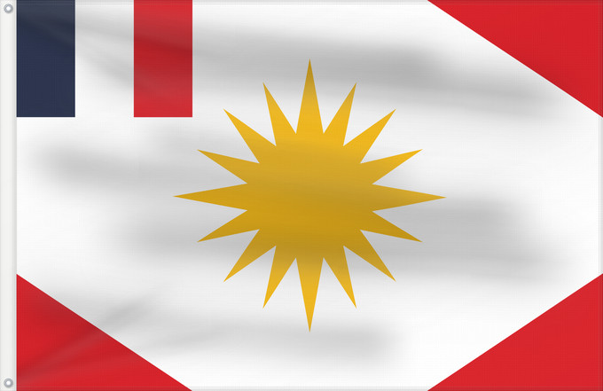 Flag, with two metal eyelets and reinforced hoist: Alawite State 1920–1936 One form of the flag of the Sanjak of Latakiya or Alawite state in northwest Syria under French colonial rule Territoire autonome des Alaouites Estado Alauí (1920–1936) Alawitenstaat (1920–1936) Stato Alawita (1920–1936)