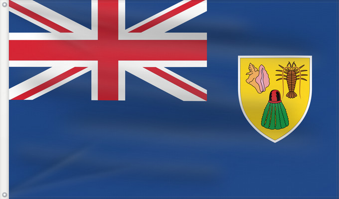 Bandera, con dos ojales metálicos y lado del asta reforzado: Turks and Caicos Islands Turques et caiques !Îles Turques-et-Caïques Islas Turcas y Caicos Turks- und Caicosinseln Turks e Caicos Ynysoedd Turks a Caicos DTurcach agus Caicos Turks ha Kaykos Флаг Тёркса и Кайкоса