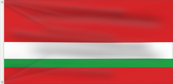Flagge, mit zwei Metallösen und verstärktem Besatzband: Tajik Soviet Socialist Republic  1953–1991 ; Flag of Tajikistan  1991–1992   reverse	Reversed flag of the Tajik SSR  1953–1991  and Tajikistan  1991–1992	RSS du Tadjikistan (1953–1991) / Tadjikistan (1991–1992) (en revers)	RSS de Tayikistán (1953–1991) / 