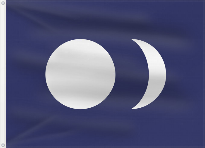 Flag, with two metal eyelets and reinforced hoist: Blue Ground White Sun and Moon	Blue Ground	Drapeau sur fond bleu avec soleil et lune blancs (République de Taïwan, Gouvernement provisoire à Tokyo)	Bandera de Fondo Azul con Sol y Luna Blancos (República de Taiwán, Gobierno Provisional en Tokio)	Flagge au