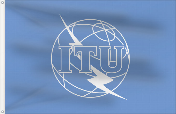 Bandera, con dos ojales metálicos y lado del asta reforzado: ITU